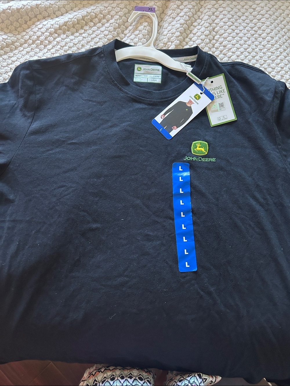 John Deere Black Short Sleeve Tee with Green & Yellow Logo
